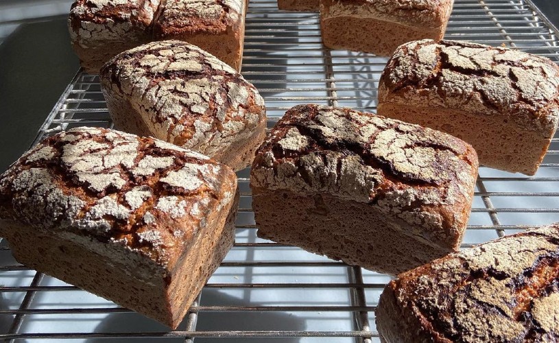 Loaves of stoneground rye bread from Farro